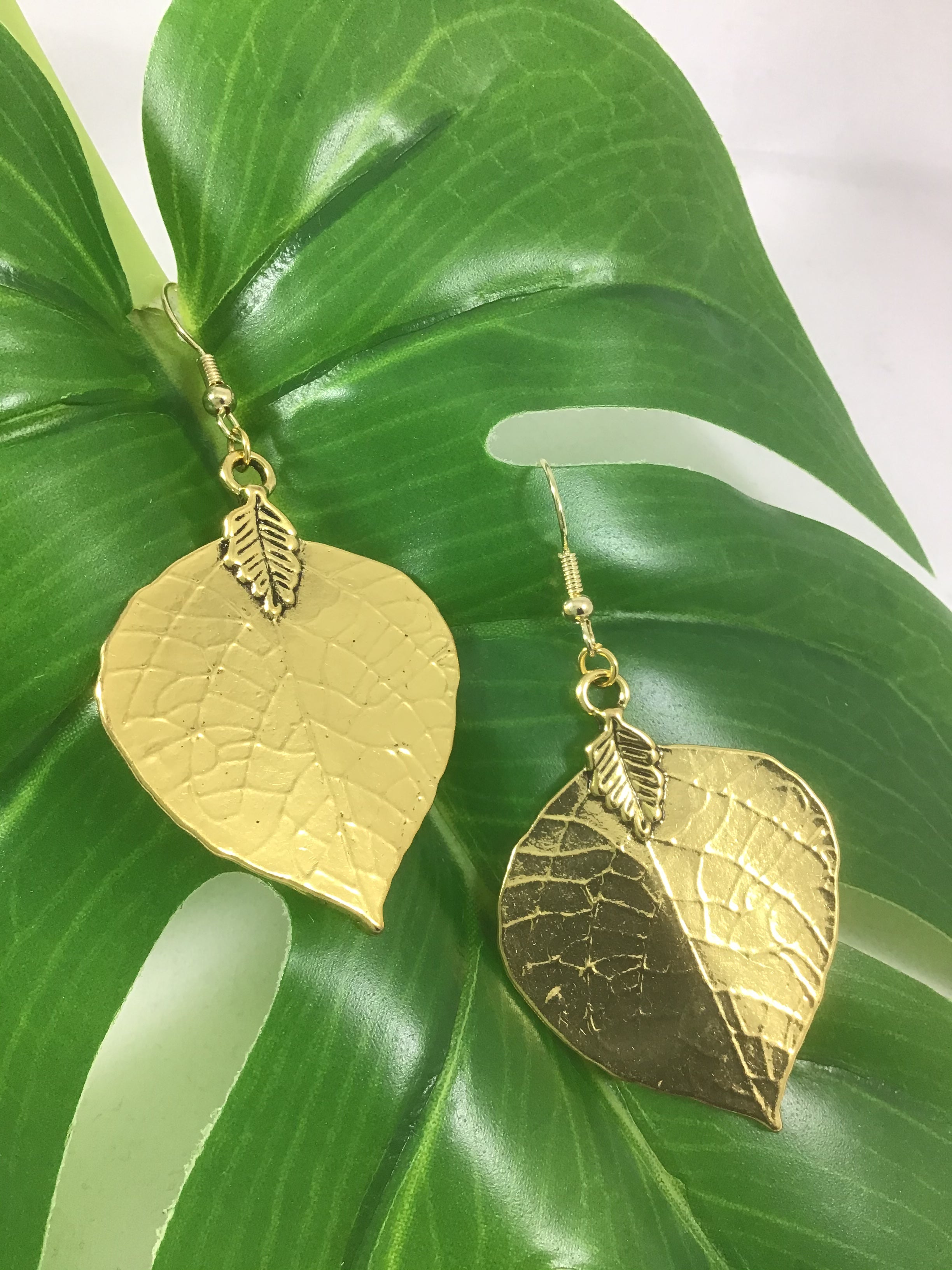 Gold Leaf Drop Earrings